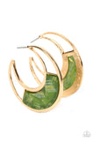 Contemporary Curves - Green Earrings - Paparazzi Accessories Earrings Bedazzle Me Pretty Mobile Fashion Boutique