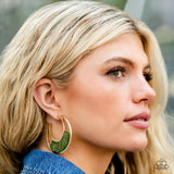 Contemporary Curves - Green Earrings - Paparazzi Accessories Earrings Bedazzle Me Pretty Mobile Fashion Boutique