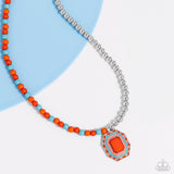 Contrasting Candy - Orange Necklace - Paparazzi Accessories Necklace Bedazzle Me Pretty Mobile Fashion Boutique