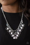 Cool Cascade - White Necklace - Paparazzi Accessories Necklace Bedazzle Me Pretty Mobile Fashion Boutique