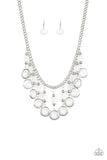 Cool Cascade - White Necklace - Paparazzi Accessories Necklace Bedazzle Me Pretty Mobile Fashion Boutique