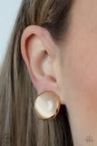 Cool Pools - Gold Clip-On Earrings - Paparazzi Accessories Clip-On Bedazzle Me Pretty Mobile Fashion Boutique