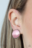 Cool Pools - Pink Clip-On Earrings - Paparazzi Accessories Clip-On Earrings Bedazzle Me Pretty Mobile Fashion Boutique