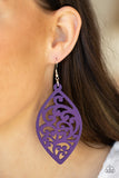 Coral Garden - Purple Earrings - Paparazzi Accessories Earrings Bedazzle Me Pretty Mobile Fashion Boutique