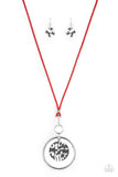 CORD-inated Effort - Red Necklace - Paparazzi Accessories Necklace Bedazzle Me Pretty Mobile Fashion Boutique