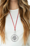 CORD-inated Effort - Red Necklace - Paparazzi Accessories Necklace Bedazzle Me Pretty Mobile Fashion Boutique