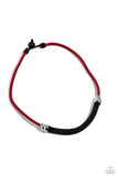 Corded Chivalry - Red Necklace - Paparazzi Accessories Necklace Bedazzle Me Pretty Mobile Fashion Boutique