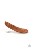 Corduroy Couture - Brown Hair Clip - Paparazzi Accessories Hair Clip Bedazzle Me Pretty Mobile Fashion Boutique