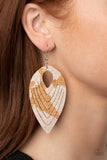 Cork Cabana - White Earrings - Paparazzi Accessories Earrings Bedazzle Me Pretty Mobile Fashion Boutique