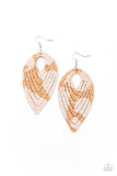 Cork Cabana - White Earrings - Paparazzi Accessories Earrings Bedazzle Me Pretty Mobile Fashion Boutique