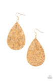 CORK It Over - Gold Earrings - Paparazzi Accessories Earrings Bedazzle Me Pretty Mobile Fashion Boutique