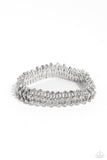 Corporate Confidence - White Bracelet - Paparazzi Accessories Bracelet Bedazzle Me Pretty Mobile Fashion Boutique