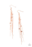 Cosmic Cascade - Copper Earrings - Paparazzi Accessories Earrings Bedazzle Me Pretty Mobile Fashion Boutique