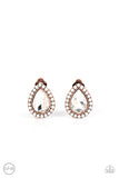 Cosmic Castles - Copper Clip-On Earrings - Paparazzi Accessories Clip-On Bedazzle Me Pretty Mobile Fashion Boutique