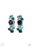 Cosmic Celebration - Blue Clip-On Earrings - Paparazzi Accessories Clip-On Earrings Bedazzle Me Pretty Mobile Fashion Boutique