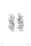 Cosmic Celebration - White Clip-On Earrings - Paparazzi Accessories Clip-On Earrings Bedazzle Me Pretty Mobile Fashion Boutique