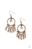 Cosmic Chandeliers - Copper Earrings - Paparazzi Accessories Earrings Bedazzle Me Pretty Mobile Fashion Boutique