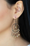 Cosmic Chandeliers - Copper Earrings - Paparazzi Accessories Earrings Bedazzle Me Pretty Mobile Fashion Boutique