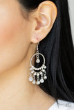 Cosmic Chandeliers - White Earrings - Paparazzi Accessories Earrings Bedazzle Me Pretty Mobile Fashion Boutique