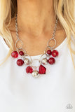 Cosmic Getaway - Red Necklace - Paparazzi Accessories Necklace Bedazzle Me Pretty Mobile Fashion Boutique