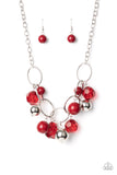 Cosmic Getaway - Red Necklace - Paparazzi Accessories Necklace Bedazzle Me Pretty Mobile Fashion Boutique