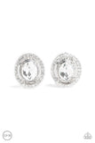 Cost A Fortune - White Clip-On Earrings - Paparazzi Accessories Clip-On Earrings Bedazzle Me Pretty Mobile Fashion Boutique