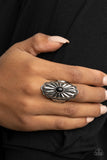 Cottage Couture - Black Ring - Paparazzi Accessories Ring Bedazzle Me Pretty Mobile Fashion Boutique