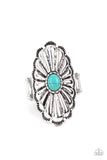 Cottage Couture - Blue Ring - Paparazzi Accessories Ring Bedazzle Me Pretty Mobile Fashion Boutique