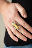 Cottage Craft - Yellow Ring - Paparazzi Accessories Ring Bedazzle Me Pretty Mobile Fashion Boutique
