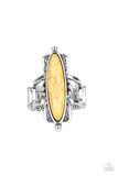 Cottage Craft - Yellow Ring - Paparazzi Accessories Ring Bedazzle Me Pretty Mobile Fashion Boutique