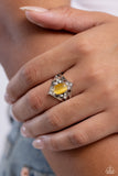 Countdown to Countess - Yellow Ring - Paparazzi Accessories Ring Bedazzle Me Pretty Mobile Fashion Boutique