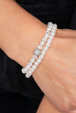 Countess Cutie - White Bracelet - Paparazzi Accessories Bracelet Bedazzle Me Pretty Mobile Fashion Boutique