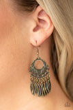 Country Chimes - Brass Earrings - Paparazzi Accessories Earrings Bedazzle Me Pretty Mobile Fashion Boutique