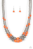 Country Road Trip - Orange Necklace - Paparazzi Accessories Necklace Bedazzle Me Pretty Mobile Fashion Boutique