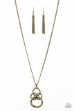 Courageous Contour - Brass Necklace - Paparazzi Accessories Necklace Bedazzle Me Pretty Mobile Fashion Boutique