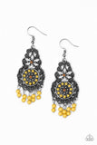 Courageously Congo - Yellow Earrings - Paparazzi Accessories Earrings Bedazzle Me Pretty Mobile Fashion Boutique