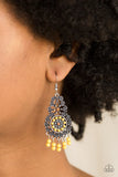 Courageously Congo - Yellow Earrings - Paparazzi Accessories Earrings Bedazzle Me Pretty Mobile Fashion Boutique