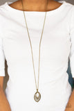 Court Couture - Brass Necklace - Paparazzi Accessories Necklace Bedazzle Me Pretty Mobile Fashion Boutique
