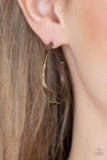 Coveted Curves - Brass Earrings - Paparazzi Accessories Earrings Bedazzle Me Pretty Mobile Fashion Boutique