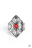 Crafted Couture - Red Ring - Paparazzi Accessories Ring Bedazzle Me Pretty Mobile Fashion Boutique