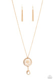 Cretian Crest - Gold Lanyard - Paparazzi Accessories Lanyard Bedazzle Me Pretty Mobile Fashion Boutique