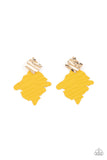 Crimped Couture - Yellow Post Earrings - Paparazzi Accessories Post Earrings Bedazzle Me Pretty Mobile Fashion Boutique