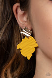 Crimped Couture - Yellow Post Earrings - Paparazzi Accessories Post Earrings Bedazzle Me Pretty Mobile Fashion Boutique