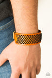 Cross The Line - Brown Bracelet - Paparazzi Accessories Bracelet Bedazzle Me Pretty Mobile Fashion Boutique