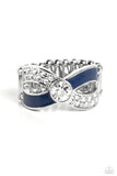 CROSSED and Found - Blue Ring - Paparazzi Accessories Ring Bedazzle Me Pretty Mobile Fashion Boutique