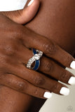 CROSSED and Found - Blue Ring - Paparazzi Accessories Ring Bedazzle Me Pretty Mobile Fashion Boutique