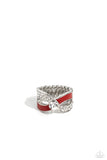 CROSSED and Found - Red Ring - Paparazzi Accessories Ring Bedazzle Me Pretty Mobile Fashion Boutique