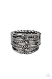 Crossing Signals - Black Ring - Paparazzi Accessories Ring Bedazzle Me Pretty Mobile Fashion Boutique