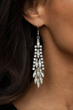 Crown Heiress - White Earrings - Paparazzi Accessories Earrings Bedazzle Me Pretty Mobile Fashion Boutique