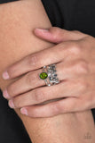 Crowned Victor - Green Ring - Paparazzi Accessories Ring Bedazzle Me Pretty Mobile Fashion Boutique